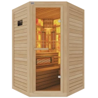 Двухместная угловая комбинированная соляная сауна Classic из кедра