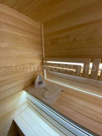 Двухместная угловая финская сауна Luxury из кедра